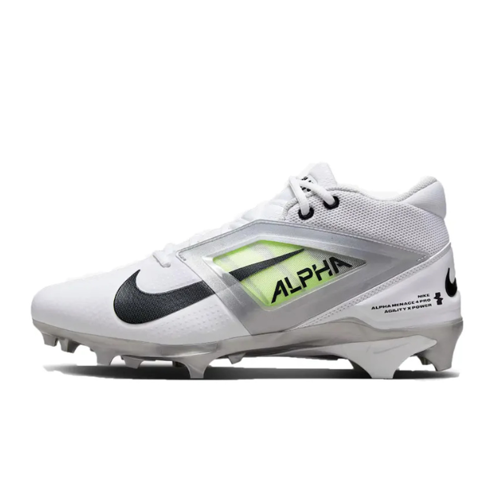 Nike Mens Alpha Menace 4 Pro Molded Football Cleats Size 11.5 White Black NWOB